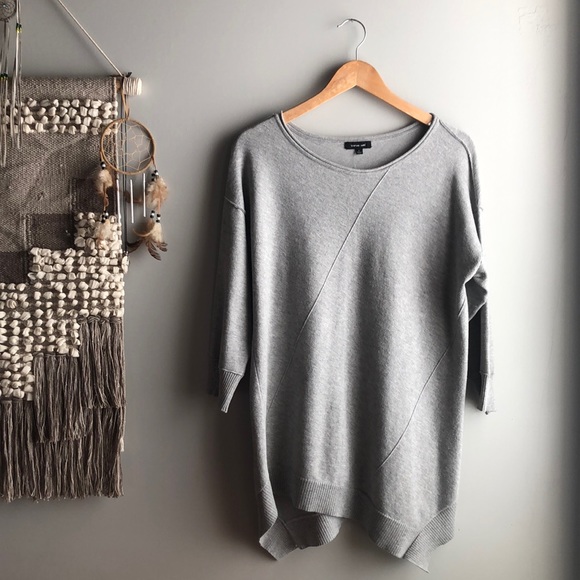 Verve Ami Gray Long Asymmetrical Sweater Shirt Large - Picture 1 of 8